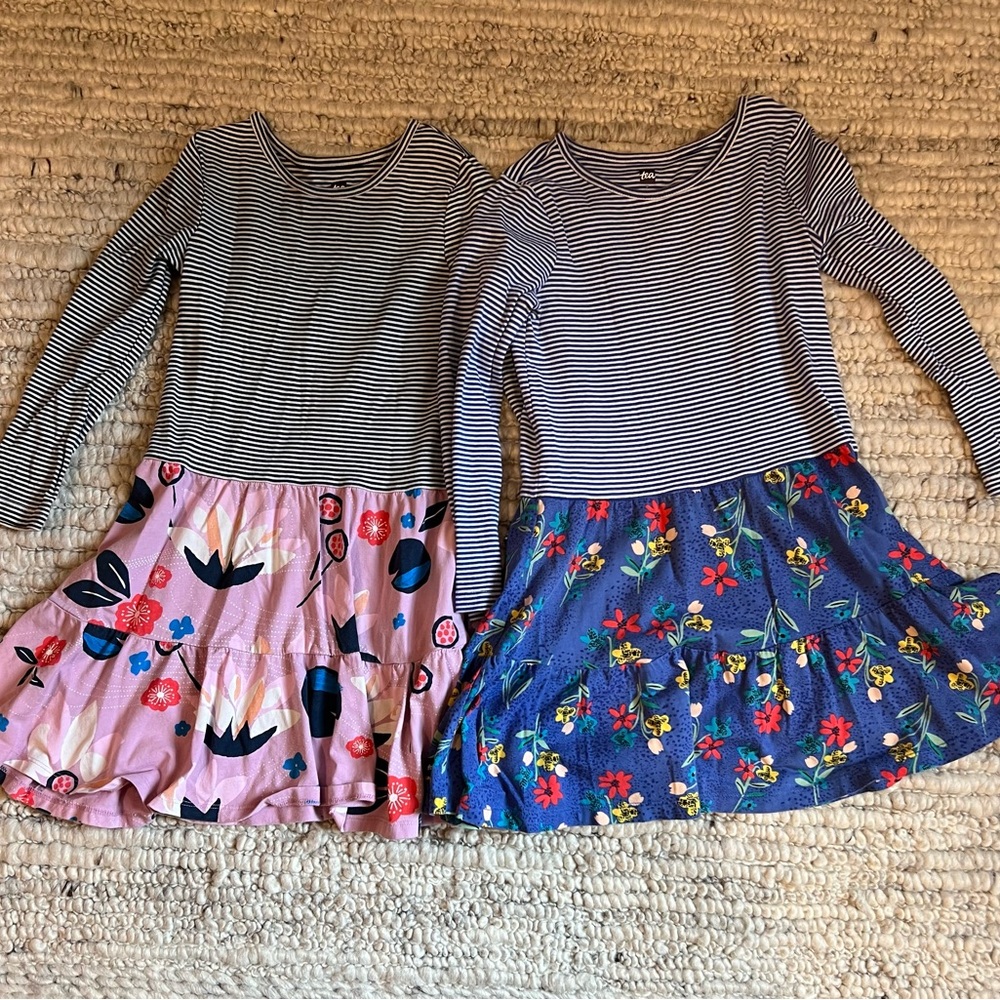 Tea Collection Striped and Floral Long Sleeve Dresses